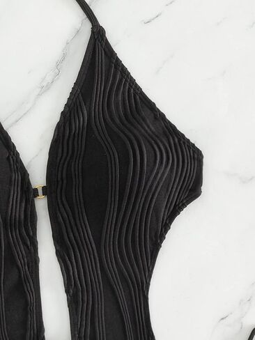 بدلة سباحة نسائية من MakeMeChic مكونة من قطعة واحدة وربطة عنق بدون ظهر in Saudi Arabia