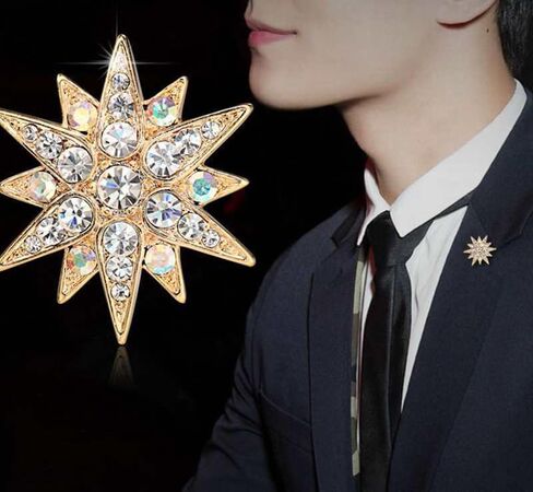 حساسة كاملة كريستال نجمة داود بروش دبوس حجر الراين ستار باقة بروش التلبيب دبوس حفل زفاف مجوهرات هدية in Kuwait