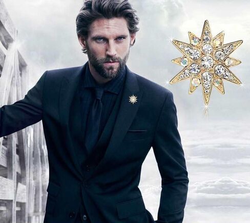 حساسة كاملة كريستال نجمة داود بروش دبوس حجر الراين ستار باقة بروش التلبيب دبوس حفل زفاف مجوهرات هدية in Kuwait