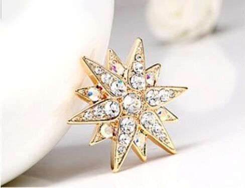حساسة كاملة كريستال نجمة داود بروش دبوس حجر الراين ستار باقة بروش التلبيب دبوس حفل زفاف مجوهرات هدية in Kuwait