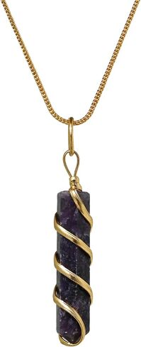 Labradorite Crystal Necklace Pendant For Women, Gold Wire Wrapped Dainty Minimalist Healing Crystal Necklaces For Men Kids Unisex Necklace Jewelry With 20" Inches Adjustable Chain & Leather Cord in Saudi Arabia