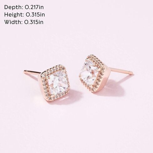 PANDORA Square Sparkle Halo Stud Earrings - Gold Earrings for Women - Great Gift for Her - 14k Rose Gold with Sparkling Cubic Zirconia, With Gift Box in Saudi Arabia