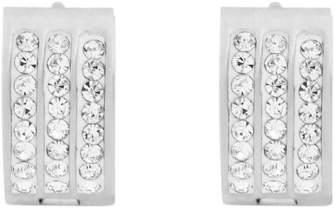 Edforce Stainless Steel Women's 3 Rows of 8 AAA Cubic Zirconia Stones Huggie Hoop Earrings in Kuwait