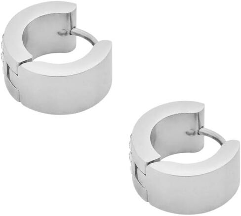 Edforce Stainless Steel Women's 3 Rows of 8 AAA Cubic Zirconia Stones Huggie Hoop Earrings in Kuwait
