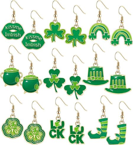 BVGA Holiday Green Shamrock drop earring Set for Women Girl St. Patrick's Day earrings Jewelry Set for Party Carnival Parade in Kuwait