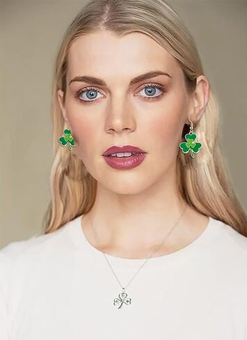 BVGA Holiday Green Shamrock drop earring Set for Women Girl St. Patrick's Day earrings Jewelry Set for Party Carnival Parade in Kuwait