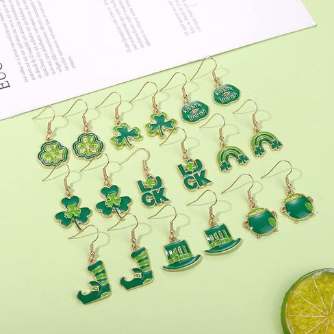 BVGA Holiday Green Shamrock drop earring Set for Women Girl St. Patrick's Day earrings Jewelry Set for Party Carnival Parade in Kuwait