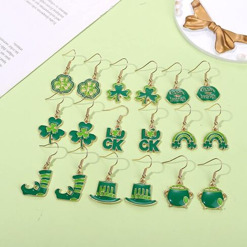 BVGA Holiday Green Shamrock drop earring Set for Women Girl St. Patrick's Day earrings Jewelry Set for Party Carnival Parade in Kuwait