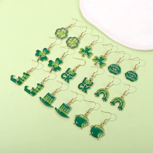 BVGA Holiday Green Shamrock drop earring Set for Women Girl St. Patrick's Day earrings Jewelry Set for Party Carnival Parade in Kuwait