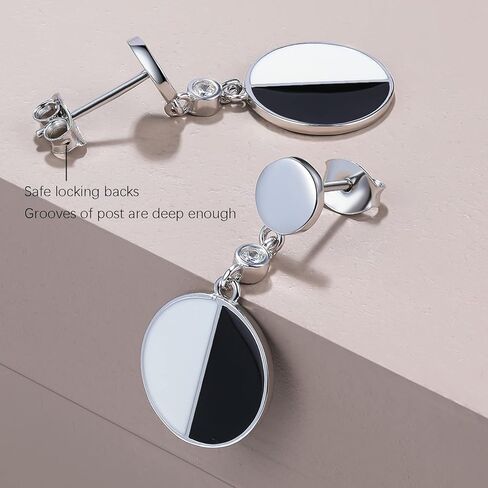 Dangle Earrings Silver Round for Women Girls Sterling Silver Drop Earring Platinum Plated Cubic Zirconia ZHOU LIU FU, Sterling Silver Cubic Zirconia, Cubic Zirconia in Kuwait