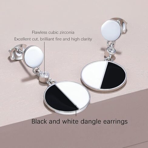 Dangle Earrings Silver Round for Women Girls Sterling Silver Drop Earring Platinum Plated Cubic Zirconia ZHOU LIU FU, Sterling Silver Cubic Zirconia, Cubic Zirconia in Kuwait