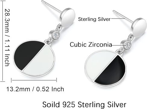 Dangle Earrings Silver Round for Women Girls Sterling Silver Drop Earring Platinum Plated Cubic Zirconia ZHOU LIU FU, Sterling Silver Cubic Zirconia, Cubic Zirconia in Kuwait