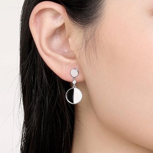 Dangle Earrings Silver Round for Women Girls Sterling Silver Drop Earring Platinum Plated Cubic Zirconia ZHOU LIU FU, Sterling Silver Cubic Zirconia, Cubic Zirconia in Kuwait