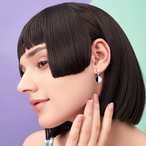 Dangle Earrings Silver Round for Women Girls Sterling Silver Drop Earring Platinum Plated Cubic Zirconia ZHOU LIU FU, Sterling Silver Cubic Zirconia, Cubic Zirconia in Kuwait