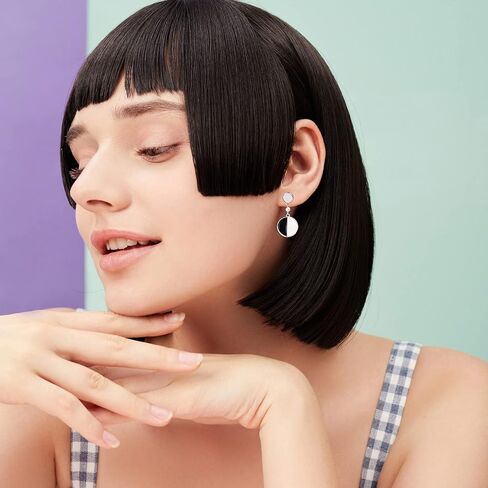 Dangle Earrings Silver Round for Women Girls Sterling Silver Drop Earring Platinum Plated Cubic Zirconia ZHOU LIU FU, Sterling Silver Cubic Zirconia, Cubic Zirconia in Kuwait