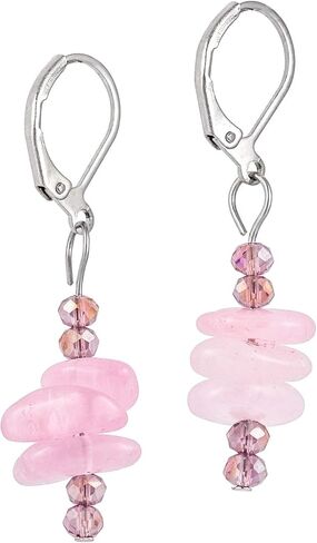 أقراط متدلية من رقائق الحجر للنساء، أقراط متدلية من الكريستال العلاجي مع خطاف رافعة in Kuwait