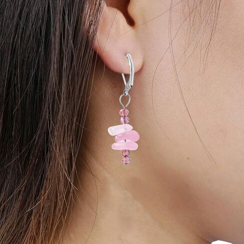 أقراط متدلية من رقائق الحجر للنساء، أقراط متدلية من الكريستال العلاجي مع خطاف رافعة in Kuwait