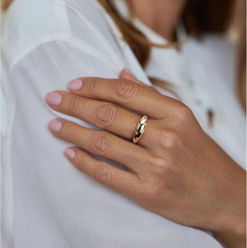 dnswez Chunky Dome Rings for Women, Fashion Stackable 14K Gold Plated Croissant Dome Star Ring Twisted Statement CZ Rings Signet Band Jewelry Gifts for Teen Girls in Saudi Arabia
