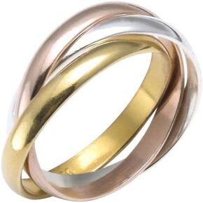 Silverly Rose Yellow Gold Plated Sterling Silver Triple Band Russian Wedding Ring - Women's Polished 925 Silver Ring - Wedding Rings His and Hers - Sterling Silver Rings - Men's Gold Rings