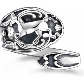 Horse Spoon Ring for Women 925 Sterling Silver Horse Rings Western Vintage Thumb Ring Adjustable Cowboy Cowgirl Rings Country Jewelry Gift