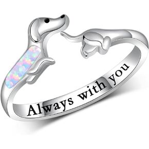 Dachshund Rings for Women 925 Sterling Silver Dachshund Open Rings Adjustable Wiener Dog Rings Cute Animal Puppy Dog Jewelry Gifts for Women Girls Dog Lovers