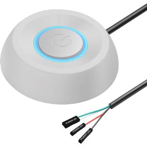 SinLoon PC Power Switch Desktop Computer Power Switch External Remote Start Computer Motherboard Power Switch Button Extension Cable with LED Light (White)