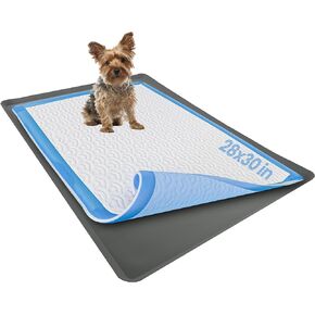 Skywin Dog Pad Holder Tray for 28 x 30 Inches Training Pads - Easy to Clean and Store Perfect for Dog Potty Tray – Silicon Wee Wee Pad Holder, No Spill Pee Pad Holder for Dogs (Grey)