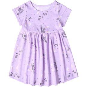 ENJOYNIGHT Toddler Girls Cotton Dresses Kids Casual Shirt Summer Skater Dress