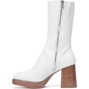 Women's Calf Coots,High Stacked Heel Fashion Boots with Zipper,Cowboy Boots,Classic and Sexy