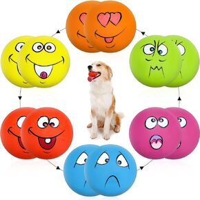 Hungdao 12 Pcs Squeaky Dog Toys Latex Rubber Squeaky Ball Smile Face Emoticon Dog Toys Chewing Interactive Dog Ball Bulk Christmas Dog Lovers Gift for Small Medium Pets Dogs Puppies Training
