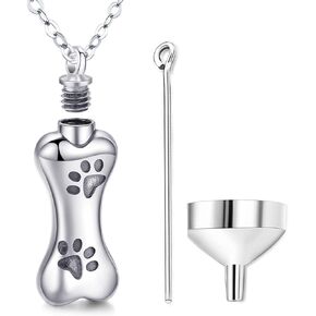 Aniu Dog Cremation Jewelry for Ashes, 925 Sterling Silver Urn Necklace for Women, Pet ashes/hair Keepsake Locket Pendant