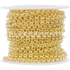 CleverDelights Bulk Rolo Chain - 1/8" Link - 25 Feet - Gold Color