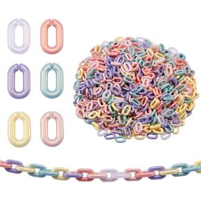 BEEFLYING 1200Pcs Spray Painted Acrylic Linking Rings Rubberized Style Quick Link Connectors for Curb Chains Making Twist Chains for Necklace Bracelet Earring Jewelry Making