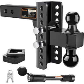 Adjustable Trailer Hitch -Drop Hitch-Tow Hitch with 2.5 inch Receiver-6inch Drop/Rise, 2" & 2-5/16" Ball Hitches for Trucks, 22,000 LBS GTW, Trailer Hitches with Anti-Theft Pin, Black…