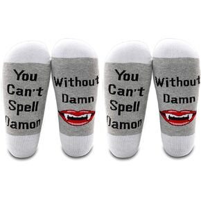 LEVLO The Vampire TV Series Lover Gifts You Can’t Spell Damon Without Damn Socks Vampire Fans Socks