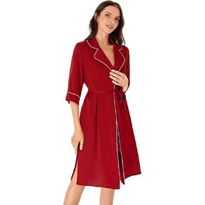 DIASHINY Long Satin Robe For Women Pure Solid Color Kimono Bath Robes Female 3/4 Sleeve Silky Bridesmaid Bathrobe Summer