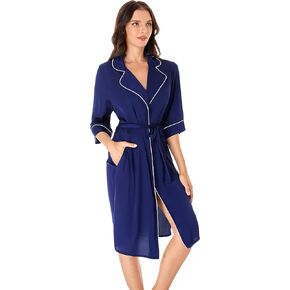 DIASHINY Long Satin Robe For Women Pure Solid Color Kimono Bath Robes Female 3/4 Sleeve Silky Bridesmaid Bathrobe Summer