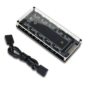 5V 3Pin ARGB LED Hub，10 Way 5V 3 Pin RGB Splitter Controller with Acrylic Shell and 3M Adhesive,Used to Expand The Motherboard ARGB Interface