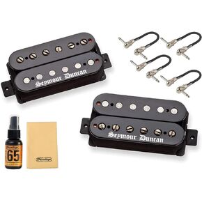 Seymour Duncan Black Winter Humbucker Set - Bundled with 4 MXR Patch Cables and Dunlop Polishing Kit