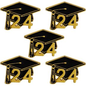 Holibanna 5pcs Graduation Cap Brooches Pins 2024 Graduation Cap Enamel Lapel Pin Class of 2024 Brooch Pins for Jackets Badges Accessories