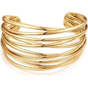 CLASSYZINT Dainty Gold/Silver Muilt-layer Cuff Bangle Bracelets For Women Adjustable Thin Minimalist Open Cuff Bracelet