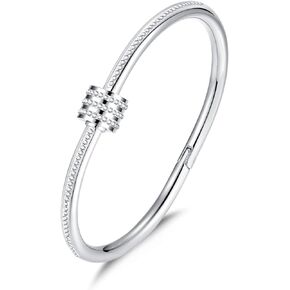 Women Bangle Bracelets Silver/Gold Plated Friendship Bracelet Stainless Steel Cuff Bangle Bracelet Brand Inspired Jewelry Present Gift for Women Teen Girls