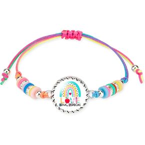 Teachers Day Bracelet for Women,Colorful Teachers Day Bracelet Bohemian Pencil Apple Heart Bracelet Back to School Polymer Clay Bracelet Gifts for Teacher and Student
