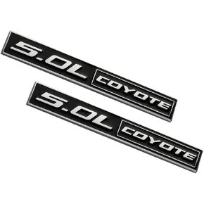 2 Pack 5.0L Coyote Emblems Decal 3D Badge V8 Engine Trunk Sticker Replacement for Mustang & F150 (Chrome/Black)