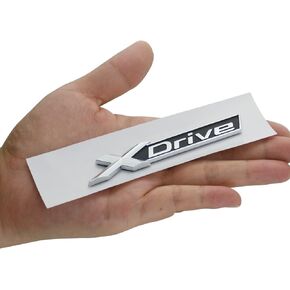 1Pc Metal X-Drive Rear Emblem Badge Sticker Decal Replacement for XDrive Trunk Fender (Silver Black)