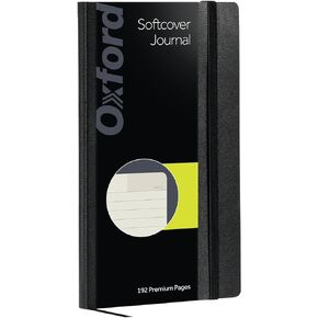Oxford Journal, Lined Writing Notebook, Writer's Journal, Classic Notebook for School or Office, 192 Pages, 5" x 8.25", Softcover, Black (75507)