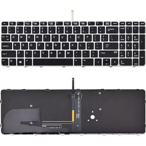 Replacement Keyboard Compatible with HP EliteBook 755 G3 755 G4 850 G3 850 G4 Zbook 15U G3 with Silver Frame with Backlight No Pointer