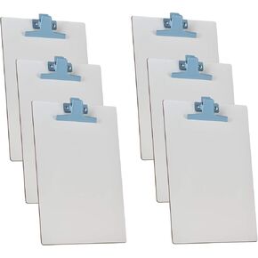 Acrimet White Clipboard Letter مقاس A4 (13 بوصة × 9 1/16 بوصة) مشبك معدني ممتاز (ألواح صلبة) (مشبك أزرق) (6 عبوات) in Saudi Arabia