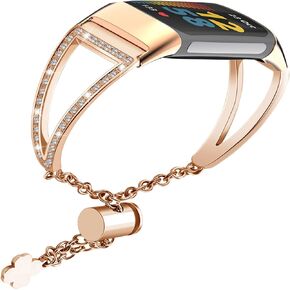 NINKI Bling Band Compatible with Fitbit Charge 6/5 Bands for Women,Jewelry Diamond Rhinestone Bracelet Adjustable Strap Ladies Replacement Band for Fitbit Charge 6 Metal Band for Girls Small Black