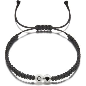 Heart Initial Bracelets for Women Girls Adjustable Letter A-Z Noctilucence Braided Bracelets 26 Letters Initial Charms Bracelet Mother's Day Graduation Christmas Gifts Valentine's Day Birthday Gifts in Saudi Arabia